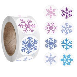 Christmas Snowflake Stickers-Packaging/Mail/Labels/Crafts/Scrapbook 1" Diameter